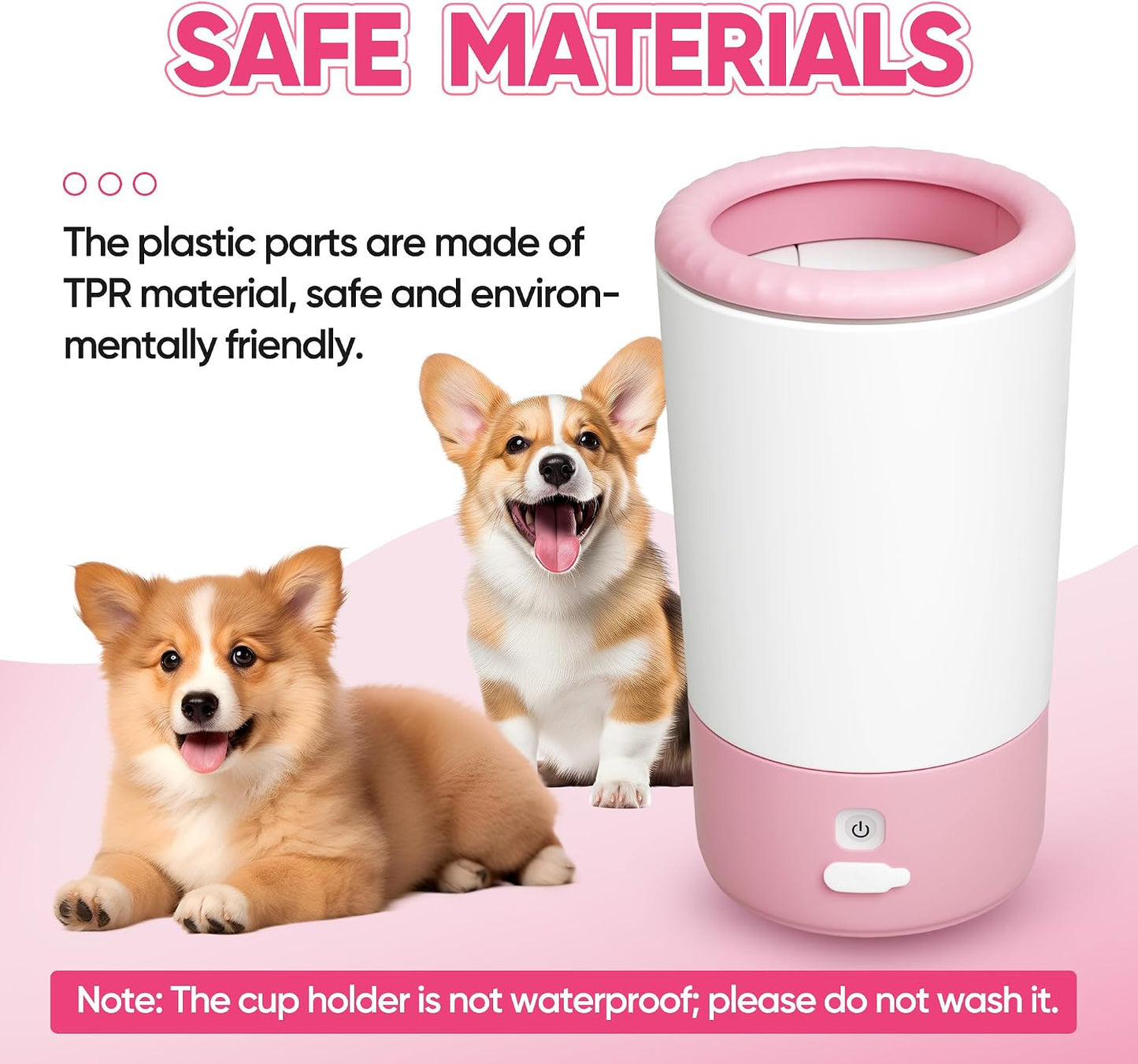 Pink Electric Dog Paw Cleaner Cup, Rechargeable 360° Washer with Brush